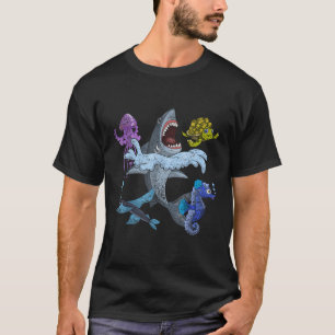 T-shirt Jellyfish Seahorse Turtle Shark Funny Ocean Squad