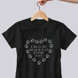 T-Shirt J'Embrasse Mon Chat Noir Empreinte de patte Coeur