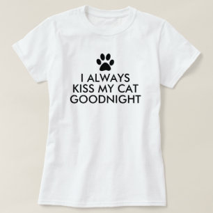 T-shirt J'Embrasse Toujours Mon Chat Goodnight Empreinte d