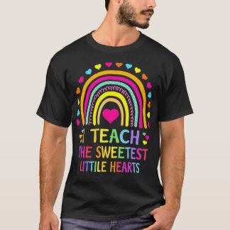 T-shirt J'Enseigne Le Coeur Le Plus Doux Rainbow Enseignan