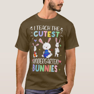 T-shirt J'Enseigne Les Bunnies Cutest Kindergarten De Pâqu