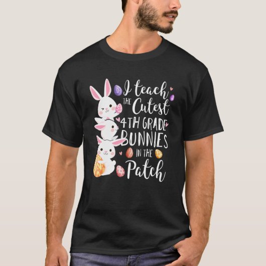 T-shirt J'Enseigne Les Bunnies de 4e Année Les Plus Cutest (Devant)