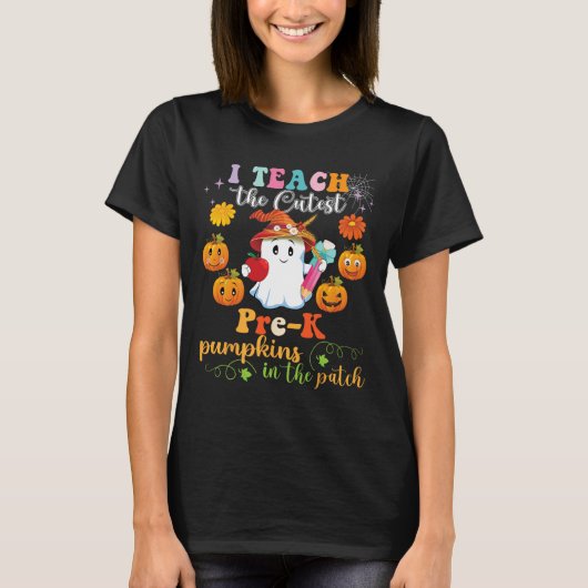 T-shirt J'Enseigne Les Citrouilles Pré-k Les Plus Cutés Da (Devant)