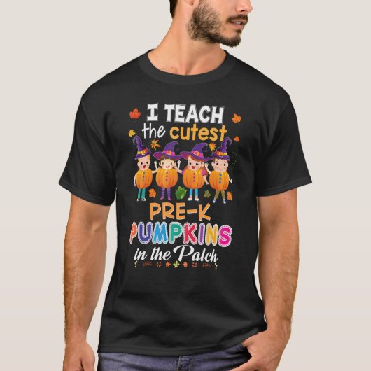 T-shirt J'Enseigne Les Citrouilles Pré K Les Plus Cuttes D (Devant)