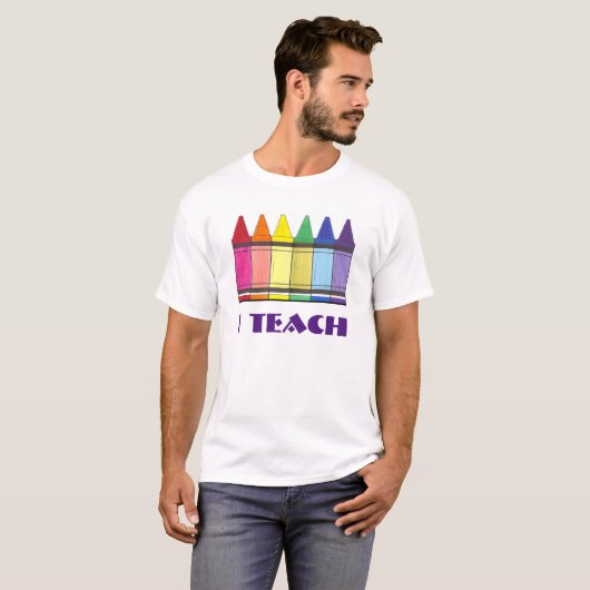 T-shirt J'Enseigne Rainbow Crayons Artiste Artiste Enseign (Devant entier)