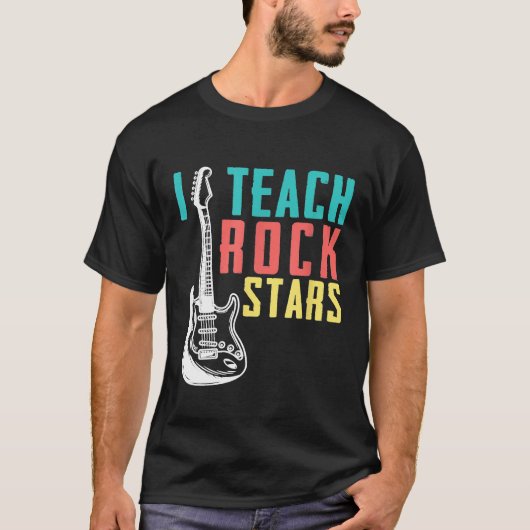 T-shirt J'Enseigne Rock Stars Funny Music Enseignant (Devant)