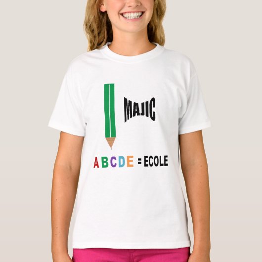 T-shirt jersey blanc MAGIC ECOLE (Devant)