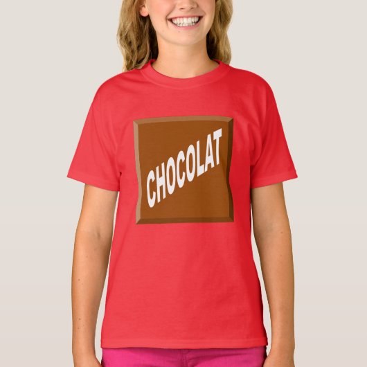 T-shirt jersey bleu filles Design CHOCOLAT (Devant)