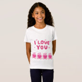 T-shirt jersey fin pour filles"Je t'aime" (Devant entier)