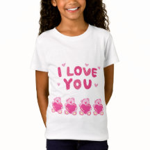 T-shirt jersey fin pour filles"Je t'aime"