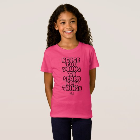 T-shirt Jersey : Jamais trop jeune (fuchsia) (Devant entier)