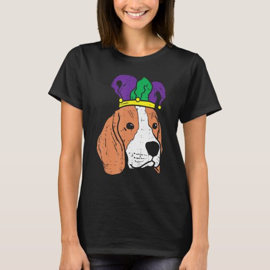 T-shirt Jester Beagle Casquette Face Mardi Gras Drôle Chie (Devant)