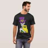 T-shirt Jester Hat Skeleton Cat Mardi Gras Bones Carnival (Devant entier)