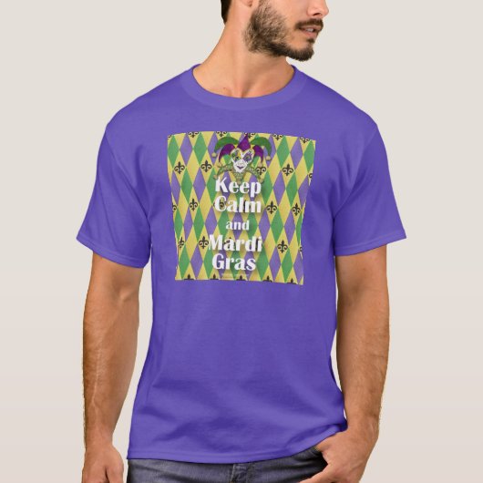 T-shirt Jester Mask Keep Calm and Mardi Gras (Devant)