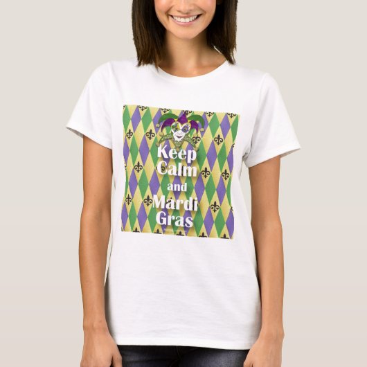 T-shirt Jester Mask Keep Calm and Mardi Gras (Devant)