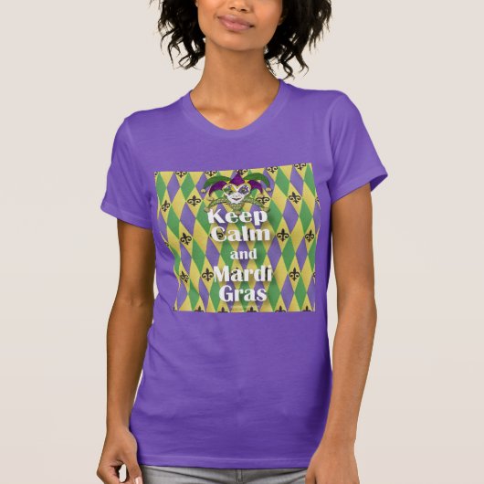T-shirt Jester Mask Keep Calm and Mardi Gras (Devant)