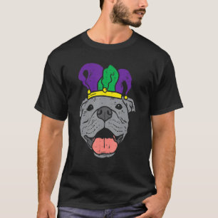 T-shirt Jester Pitbull Face Mardi Gras Pittie Chien Hommes
