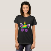 T-shirt Jester Rainbow Unicorn costume Mardi Gras Masque (Devant entier)