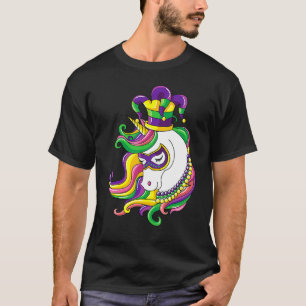 T-shirt Jester Rainbow Unicorn Mardi Gras Masque Costume 1