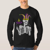 T-shirt Jester Skeleton Masquerade Party Mardi Gras Mask C (Devant)