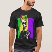 T-shirt Jester Skeleton Reading Book Mardi Gras Reader Boo (Devant)