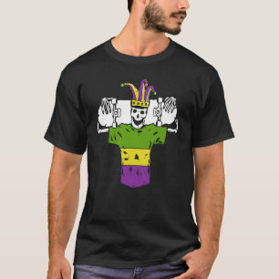 T-shirt Jester Skeleton Skin Mardi Gras Mask Bones Patinag