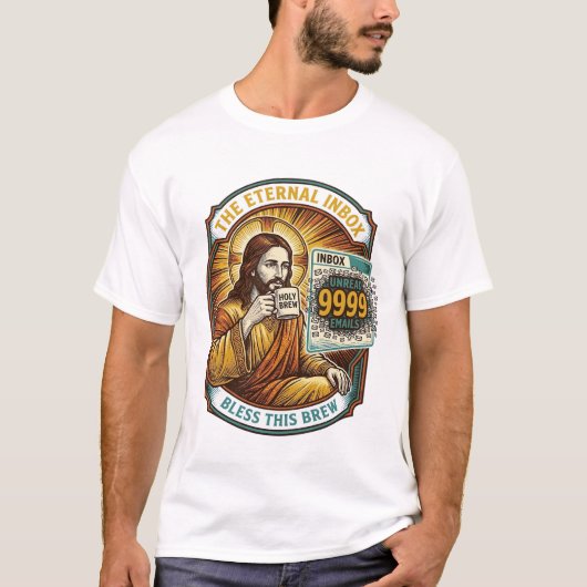 T-shirt Jésus 9999 Emails Non Lus Boîte de Réception Zéro (Devant)