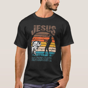 T-shirt Jésus a aussi une histoire de poisson trop rétro v