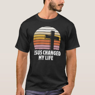T-shirt Jésus a changé ma vie Croix chrétienne rétro Sunse
