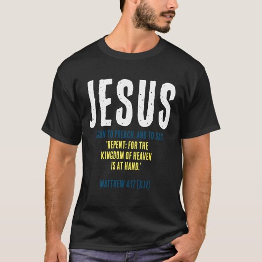 T-shirt "JÉSUS A Commencé À Prêcher." Couleurs de Noël (Devant)