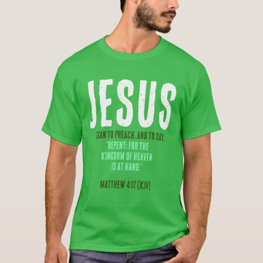 T-shirt JÉSUS A Commencé À Prêcher. Les couleurs vertes de (Devant)