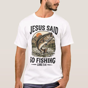 T-shirt Jésus a dit allez pêcher Vintage Bass Chrétien