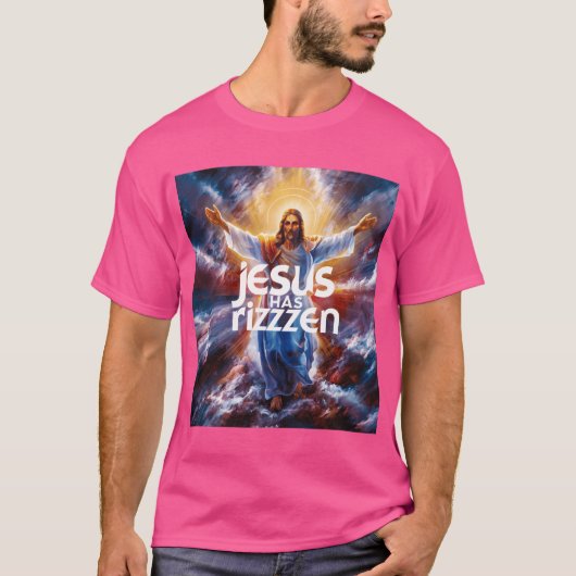 T-shirt Jésus A Rizzen. Funny Christian Meme (Devant)