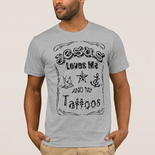 T-shirt Jésus aime moi et mes tatouages (Devant)