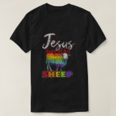T-shirt Jésus aime tous ses moutons Arc-en-ciel drapeau LG (Design devant)