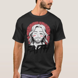T-shirt Jésus Anime Drôle Christ Japonais Dieu Chrétien