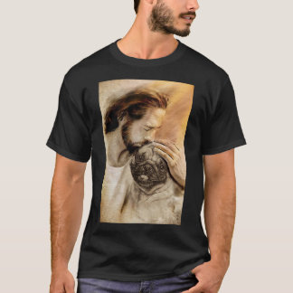 T-shirt Jésus avec Carlin chien Amoureux des chiens Carlin