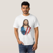 T-shirt Jésus avec drapeau américain (Devant entier)