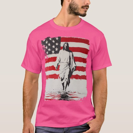 T-shirt Jésus avec drapeau américain (Devant)