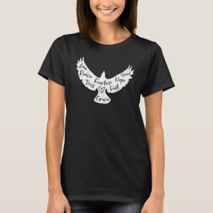 T-shirt Jésus Bible Blanc Coeur de colombe Chrétien Dit