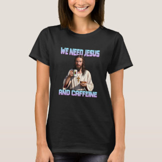 T-shirt Jésus buvant Café Caféine et foi 1