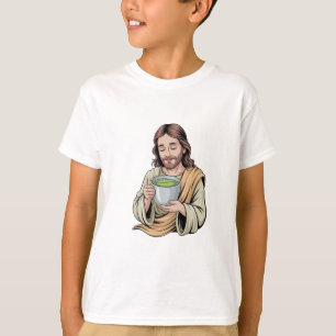 T-shirt Jésus buvant un matcha chrétien