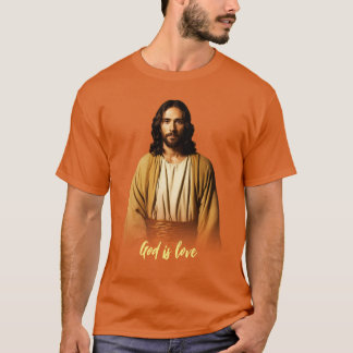 T-shirt Jésus Christ Dieu est Amoureux Slogan Basic Dark T