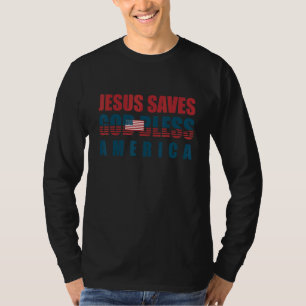 T-shirt Jésus Christ Jésus Saves Usa Dieu Béni Amérique