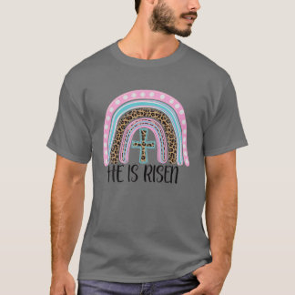 T-shirt Jesus Christian Cross Rainbow He Is Risen Happy Ea