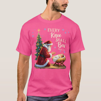 T-shirt Jésus Christian Père Noël Noël Noël Chaque Knee Sh