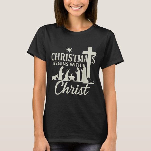 T-shirt Jesus Christmas Begins With Christ Pjs Pajamas Tod (Devant)