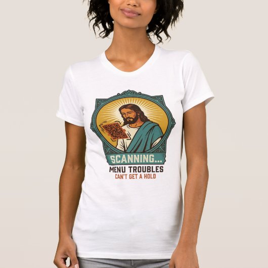 T-shirt Jésus Code QR flou ne scannera pas Menu Humour Tec (Devant)