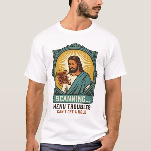 T-shirt Jésus Code QR flou ne scannera pas Menu Humour Tec (Devant)