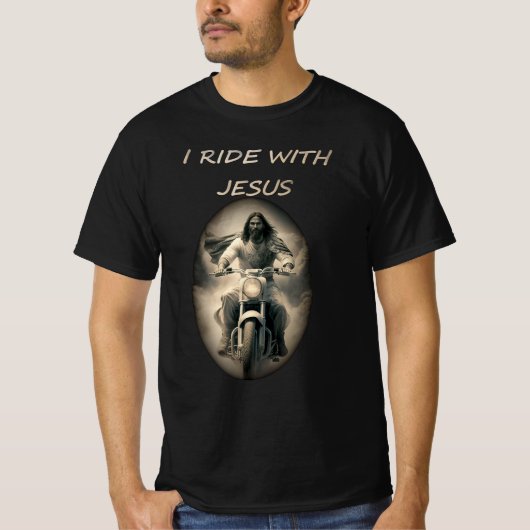 T-shirt jésus conduit une motocyclette harley (Devant)